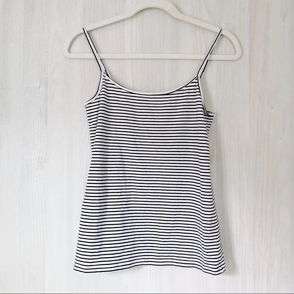 LOFT Black & White Striped Cami/Tank Top